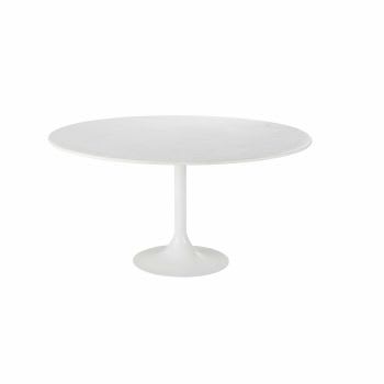 Lippa - Tavolo da pranzo per 6 persone in marmo ricostituito e metallo bianchi Ø 145 cm