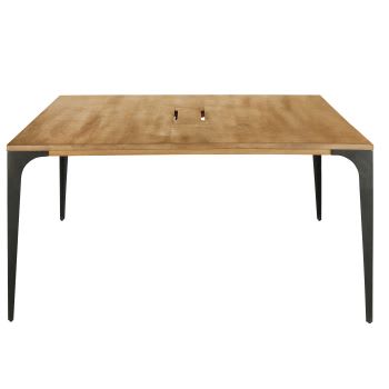 Metropolis Business - Tavolo da riunione in legno di mango chiaro e metallo grigio, 145 cm