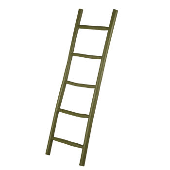 ALIZEE - Teakhouten dressboy met ladder, donker kakigroen