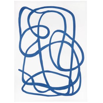 MARIZA - Tela estampada em relevo azul e branco 65x90