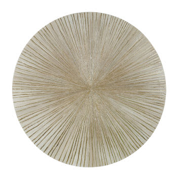 AMELIA - Tela rotonda dipinta bianca e dorata Ø 90 cm