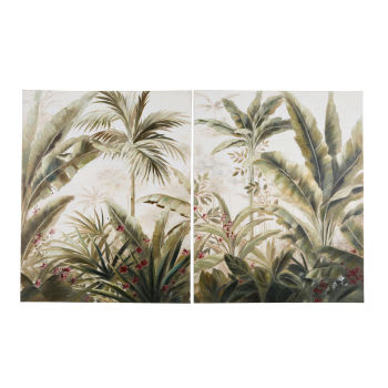 Tele con stampa paesaggio tropicale, 160x100 cm (x2)