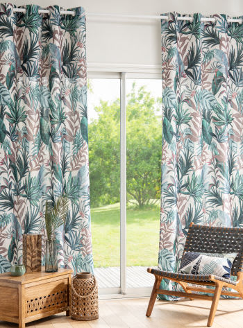 Heimtexland Tenda In Voile Stampato Con Passanti - 245x130 Cm - Colore Blu - Qualità Tedesca