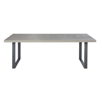 Teore - Table de jardin en composite effet béton et fer gris anthracite 8/10 personnes