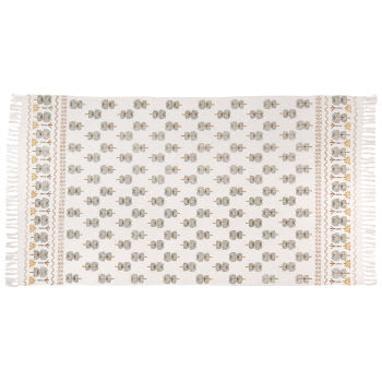 ARAVA - Teppich aus Baumwolle mit Pflanzenmotiv und Fransen, bunt, 90x150cm