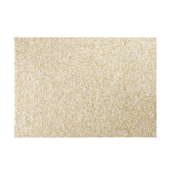 MOSAIQUE - Teppich aus Kuhleder in Ecru und Gold mit grafischen Motiven 160x230