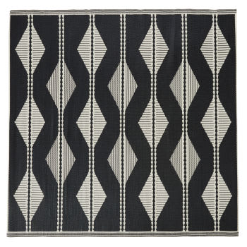 ADEM - Teppich aus Polypropylen mit schwarzen und ecrufarbenen grafischen Motiven, 270x270cm