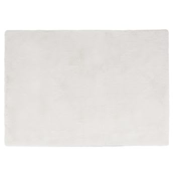 Teppich shaggy aus weißem Fellimitat, 160x230cm
