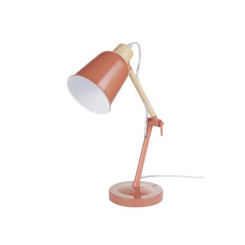 PIXIE - Terracotta bureaulamp uit metaal en heveahout
