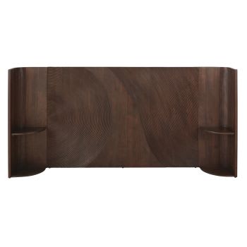 Lausanne - Testata da letto 160 cm con mensole in legno di acacia inciso