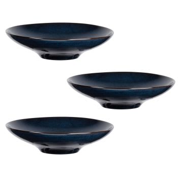 ASIAN - Set aus 3 - Tiefer Teller aus Steinzeug, blau