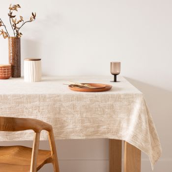 Cameron - Tischdecke aus Baumwoll-Jacquard mit Blumenmuster 140x250cm, beige