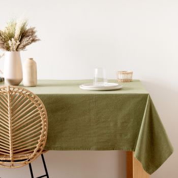 AZILISE - Tischdecke aus Baumwolle, khakigrün, 140x240cm