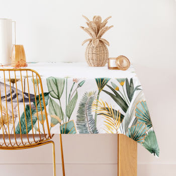 ZAHRA - Tischdecke aus bedruckter Bio-Baumwolle mit tropischem Motiv, mehrfarbig, 150x250cm