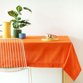 Tischdecke aus Bio-Baumwolle, orangefarben, 170x170cm