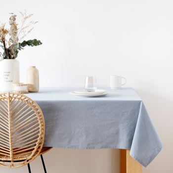 AZILISE - Toalha de mesa em algodão azul 140x240