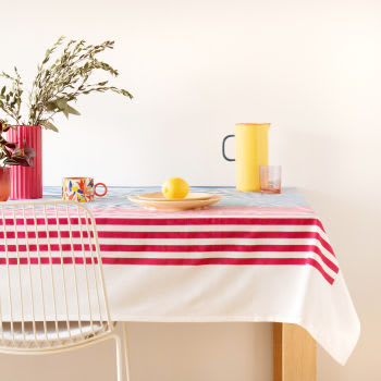 PEJAO - Toalha de mesa em algodão biológico com estampado e motivos gráficos multicolores 150x250