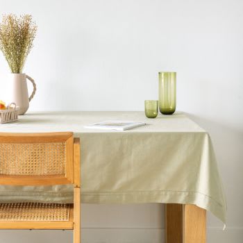 Toalha de mesa em algodão biológico lisa verde 150x250