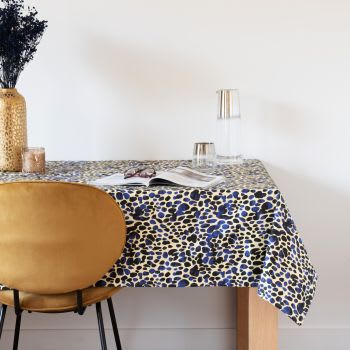 IOME - Toalha de mesa em algodão orgânico com estampa de leopardo tricolor 150x250