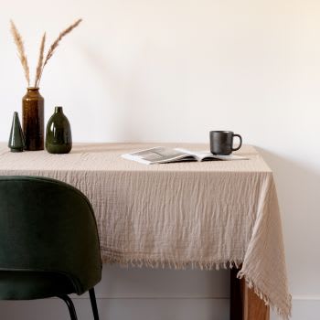 SAPARI - Toalha de mesa em gaze de algodão bege 140x250