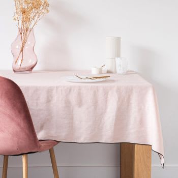 Toalha de mesa em linho rosa 150x250