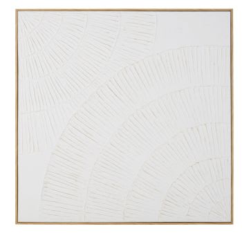 Toile peinte blanche et bois de pin marron 123x123