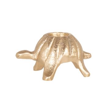 TORTUGA - Candelero con forma de tortuga de aluminio dorado