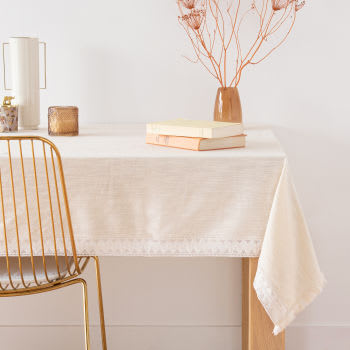 TOVAGLIA COPRITAVOLO TIROLESE MAGGIE CUORE BEIGE CON PORTATOVAGLIOLI