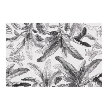 PALMELA - Tovaglietta in vinile con stampa foglie di banano nere e bianche