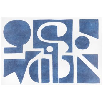 GABY - Tovaglietta in vinile con stampa grafica blu e bianca 30x45 cm