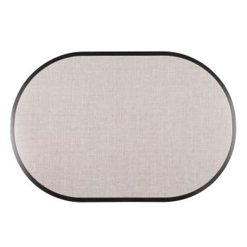 Will - Tovaglietta ovale in vinile beige con stampa e bordo nero