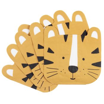 Lotto di 3 - Tovaglioli di carta a forma di tigre giallo senape (x20)