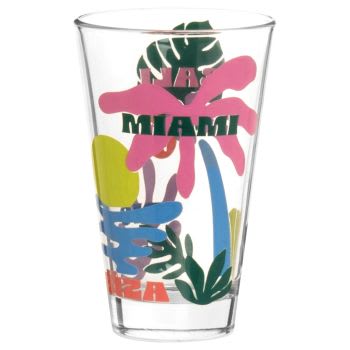 Set van 2 - Transparant cocktailglas met meerkleurig tropisch motief