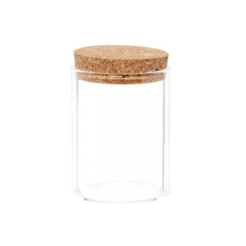 Transparante glazen pot met beige kurken dop H9
