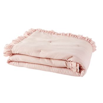 Trapunta in cotone e lino rosa, 100x200