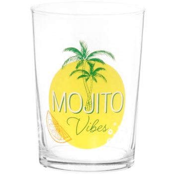 MOJITO VIBES - Set aus 2 - Trinkbecher aus Glas, transparent mit buntem Motiv