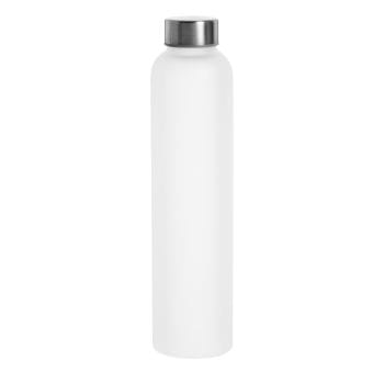 Set aus 2 - Trinkflasche aus gefrostetem Glas und silbernem Metall, 0,65L