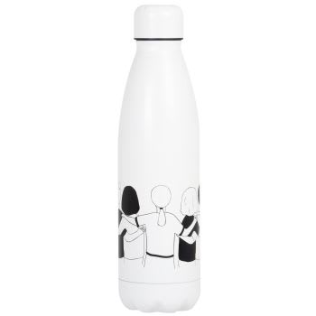 NENETTES - Trinkflasche aus weißem und schwarzem Edelstahl, 500ml