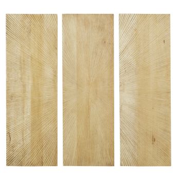 JODHUR - Tríptico de madera de mango tallada marrón 110 x 110