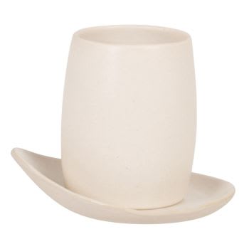 TUZ - Tasse mit Untertasse aus weißem Steingut