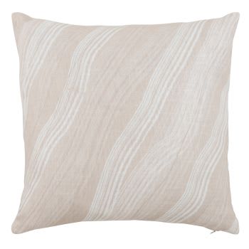 TUZYA - Capa de almofada em algodão biológico com estampado branco e creme 40x40