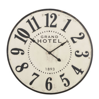 COLINE - Uhr aus beigefarbenem und schwarzem Metall, D100cm