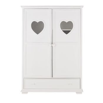 Valentine - Armoire blanche 2 portes 1 tiroir