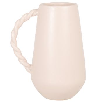 ISAAC - Vase à anse en grès rose clair H23
