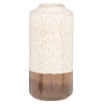 DUNE - Vase aus beigem und braunem Steingut, H22cm