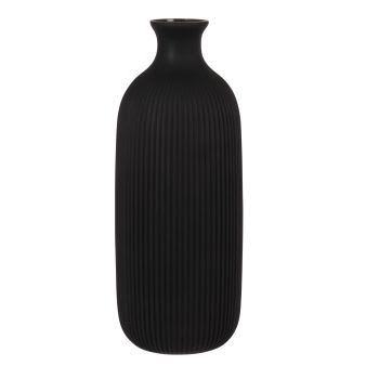 Vase aus geriffeltem Glas, schwarz, H30cm