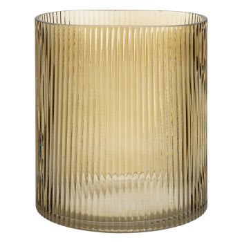 OZLEM - Vase aus geriffeltem transparentem Recyclingglas, H20cm