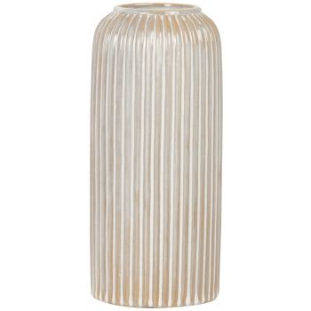 ARMANDE - Vase aus grauem und weißem Steingut, H19cm