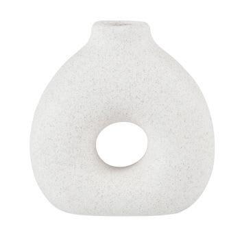 Vase aus weißem Steinzeug, H14cm