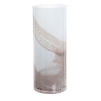 JALIL - Vase aus weißem und grauem Recyclingglas, H20cm